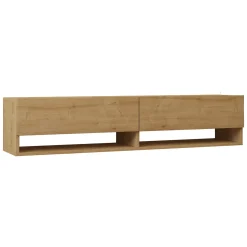 Mobile Porta tv Marrone Rovere 2 Ripiani 2 Ante 141x30x31h cm, 4 Vani - Olmi