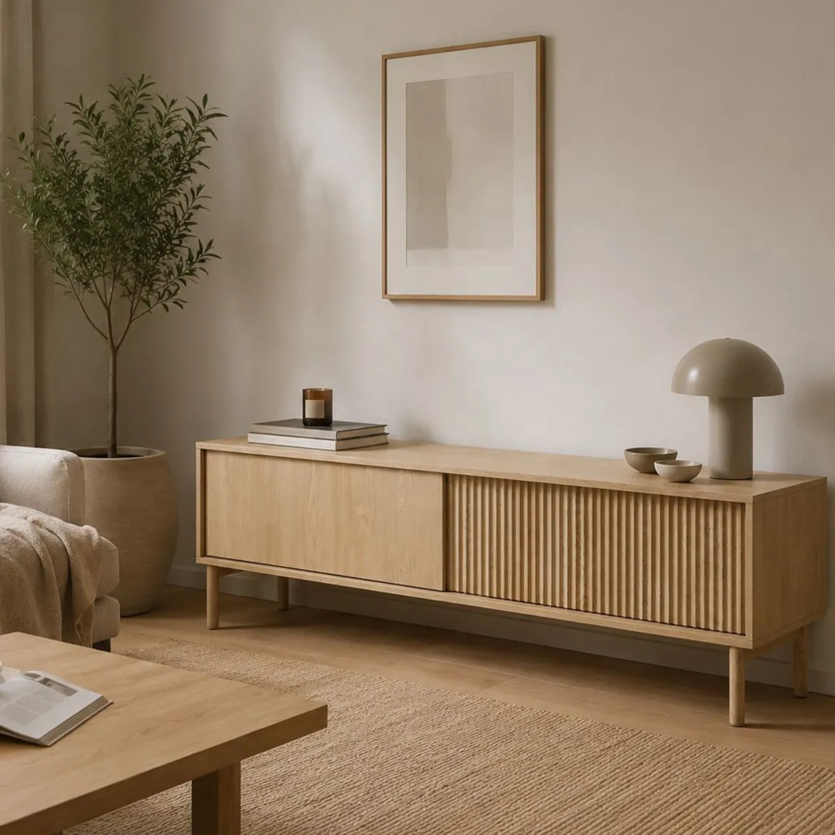 Mobile Porta tv Marrone Rovere 2 Ripiani 2 Ante 180x47x35h cm, 4 Vani - Cantoira
