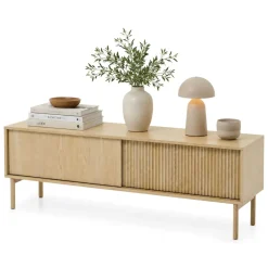 Mobile Porta tv Marrone Rovere 2 Ripiani 2 Ante 180x47x35h cm, 4 Vani - Cantoira