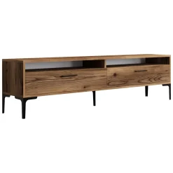 Mobile Porta tv Marrone Rovere 2 Ripiani 2 Ante 180x47x35h cm, 4 Vani - Cantoira