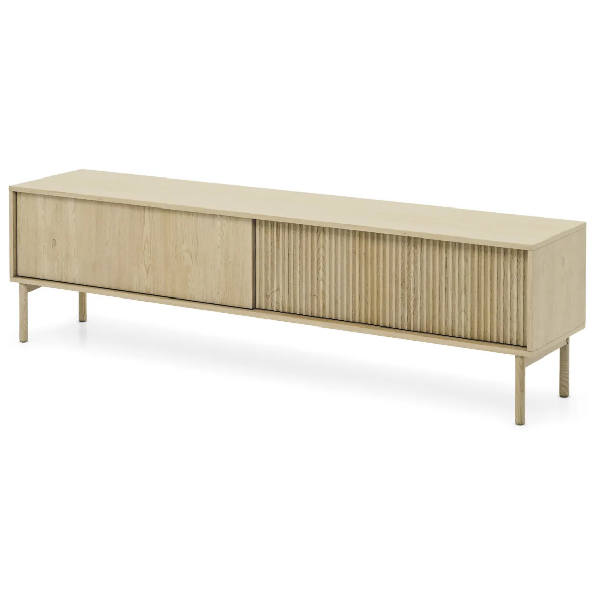 Mobile Porta tv Marrone Rovere 2 Ripiani 2 Ante 187x40x52h cm, Ante Effetto Rigato - Kamikaza