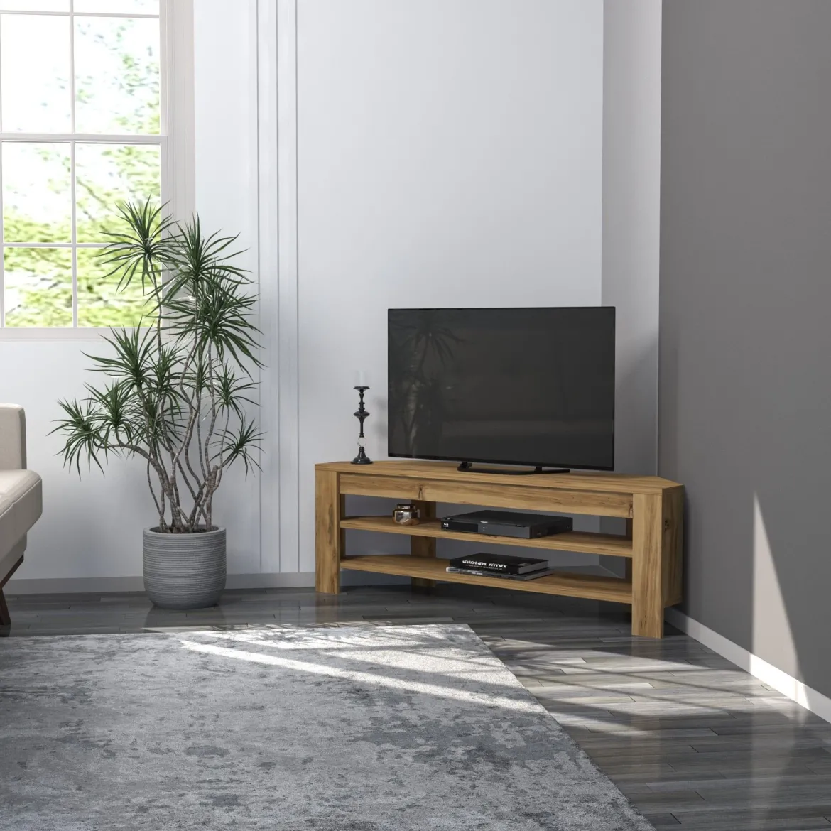 Mobile Porta tv Marrone Rovere 2 Vani 2 Ante 160x36x45h cm, Apertura a Ribalta - Palmi