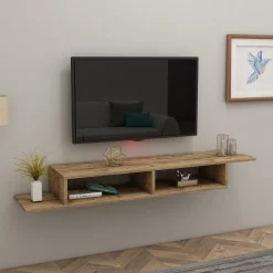 Mobile Porta tv Marrone Rovere 3 Cassetti un Ripiano 200x34x28h cm, 3 Vani - Kahate