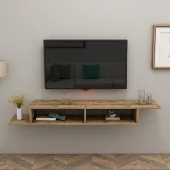 Mobile Porta tv Marrone Rovere 3 Cassetti un Ripiano 200x34x28h cm, 3 Vani - Kahate