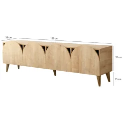 Mobile Porta tv Marrone Rovere 4 Vani Un'anta 140x29x45h cm, Apertura Battente - Fumane