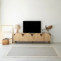 Mobile Porta tv Marrone Rovere 4 Vani Un'anta 140x29x45h cm, Apertura Battente - Fumane