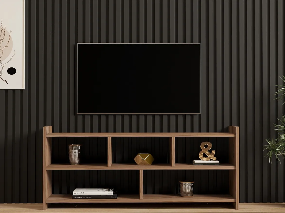 Mobile Porta tv Marrone Rovere Beige Cassetti 3 Ripiani 185x40x60h cm, 3 Ante - Serrata