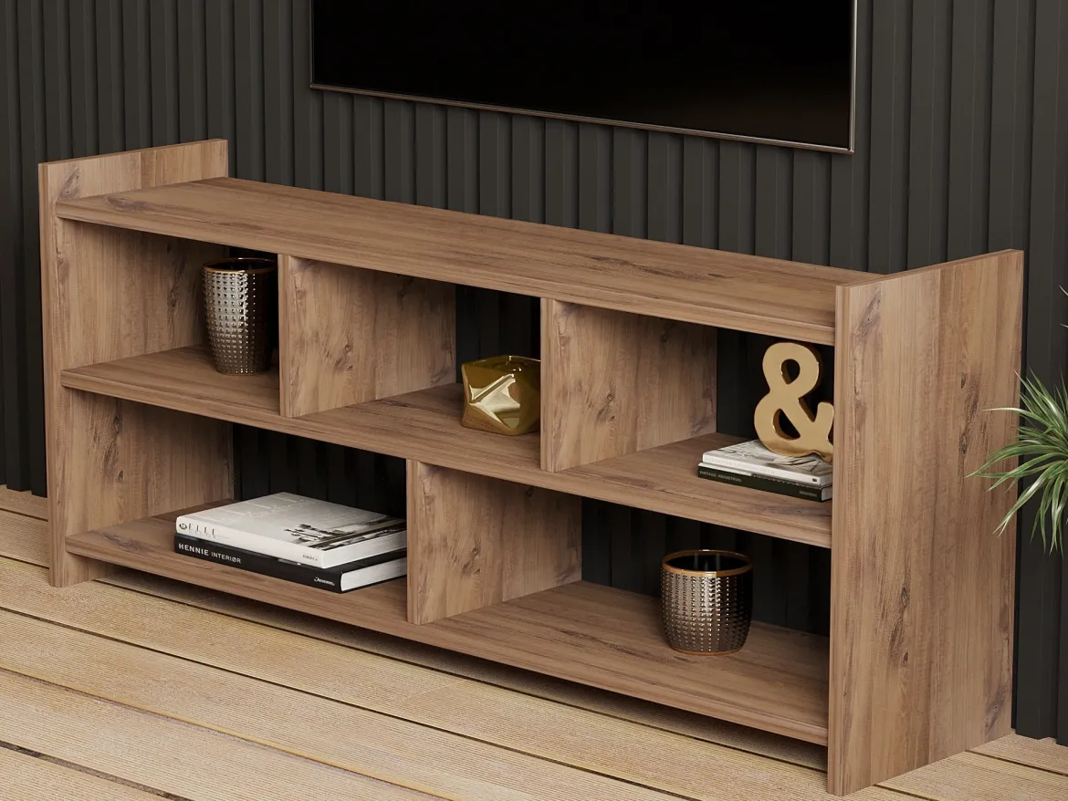 Mobile Porta tv Marrone Rovere Beige Cassetti 3 Ripiani 185x40x60h cm, 3 Ante - Serrata