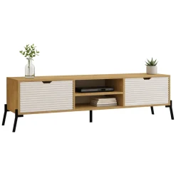 Mobile Porta tv Marrone Rovere Chiaro 4 Vani 4 Ante 180x35x50h cm, Apertura a Ribalta - Scodosia