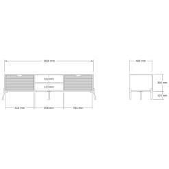 Mobile Porta tv Marrone Rovere Chiaro 4 Vani 4 Ante 180x35x50h cm, Apertura a Ribalta - Scodosia