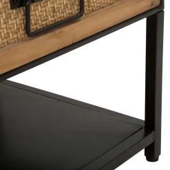 Mobile Porta tv Marrone Rovere Nero 3 Ante Apertura a Ribalta 150x30x45h cm, 3 Vani - Romeno