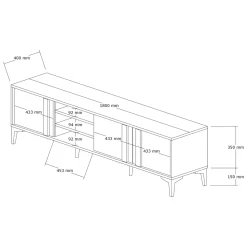 Mobile Porta tv Marrone Rovere Nero Antracite un Ripiano 2 Ante 160x35x39h cm, 4 Vani - Crissolo