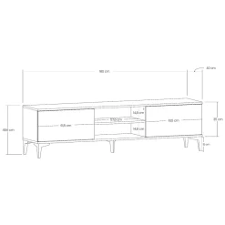 Mobile Porta tv Marrone Rovere Nero Antracite un Ripiano 2 Ante 180x40x50h cm, 4 Vani - Fonni