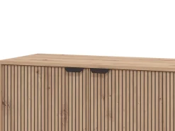 Mobile Porta tv Marrone Rovere Nodi Nero un Cassetto 2 Ripiani 157x40x52.5h cm, Apertura Battente, Scorrevole - Scala