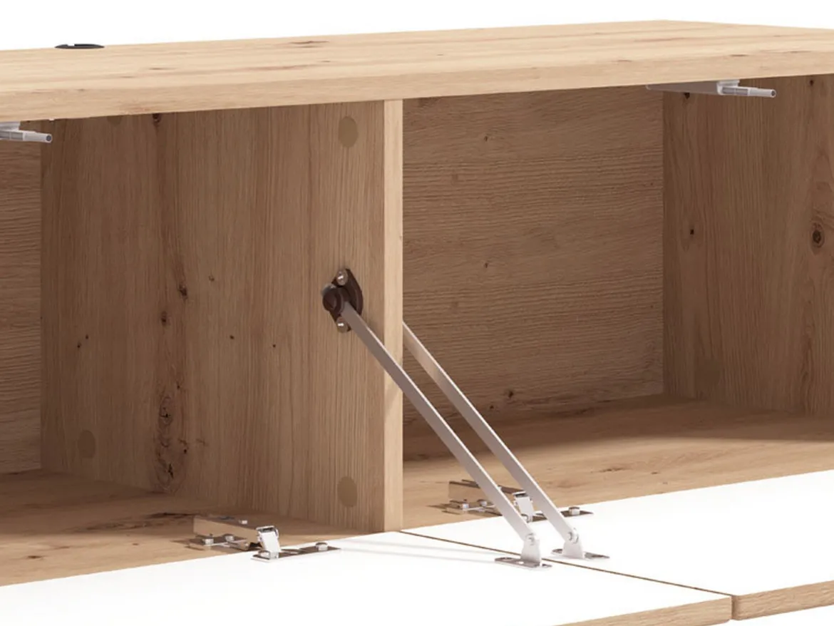 Mobile Porta tv Marrone Rovere Nodi un Ripiano 2 Ante 154x41.5x32h cm, Anta Effetto Rigato - Cedrasco