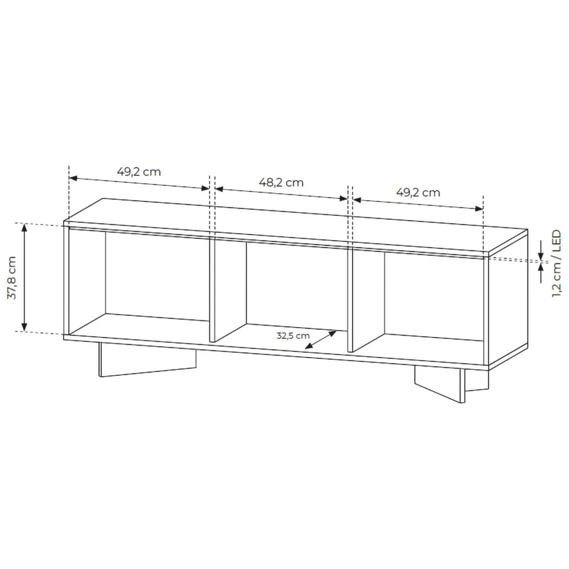 Mobile Porta tv Marrone Rovere un Ripiano 4 Ante 200x38x47h cm, Angoli Arrotondati - Kaleriha