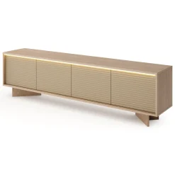 Mobile Porta tv Marrone Rovere un Ripiano Apertura a Ribalta 138x41x55h cm, Un'anta - Lauria