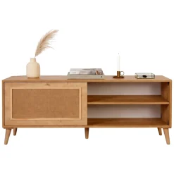 Mobile Porta tv Marrone Rovere un Ripiano Apertura a Ribalta 180x41x55h cm, 2 Ante - Grassano