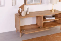 Mobile Porta tv Marrone Rovere un Ripiano Apertura a Ribalta 180x41x55h cm, 2 Ante - Grassano
