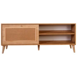 Mobile Porta tv Marrone Rovere un Ripiano Apertura a Ribalta 138x41x55h cm, Un'anta - Pesio