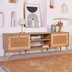 Mobile Porta tv Marrone Rovere un Ripiano Un'anta 120x29x50h cm, 3 Vani - Spinola