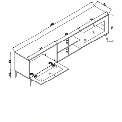 Mobile Porta tv Marrone Rovere un Ripiano Un'anta 120x29x50h cm, 3 Vani - Spinola