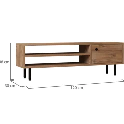 Mobile Porta tv Marrone Rovere un Ripiano Un'anta 160x40x35h cm, 5 Vani - Sovico