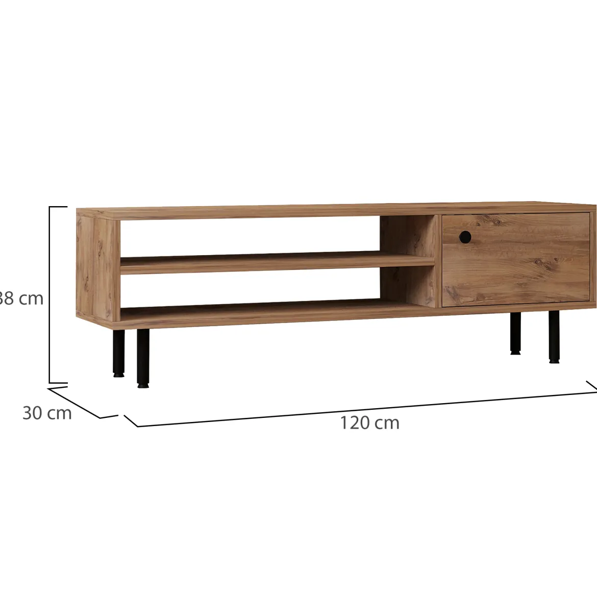 Mobile Porta tv Marrone Rovere un Ripiano Un'anta 160x40x35h cm, 5 Vani - Sovico