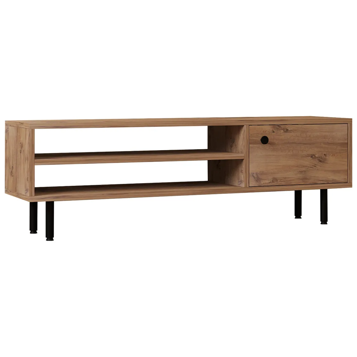 Mobile Porta tv Marrone Rovere un Ripiano Un'anta 120x30x38h cm, 3 Vani - Metomaha