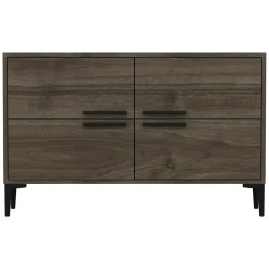 Mobile Porta tv Marrone Scuro 2 Ripiani 4 Ante 120x30x75h cm, 4 Vani - Luzzi