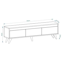Mobile Porta tv Marrone Scuro 3 Vani 3 Ante 150x30x45h cm, Apertura a Ribalta - Romeno