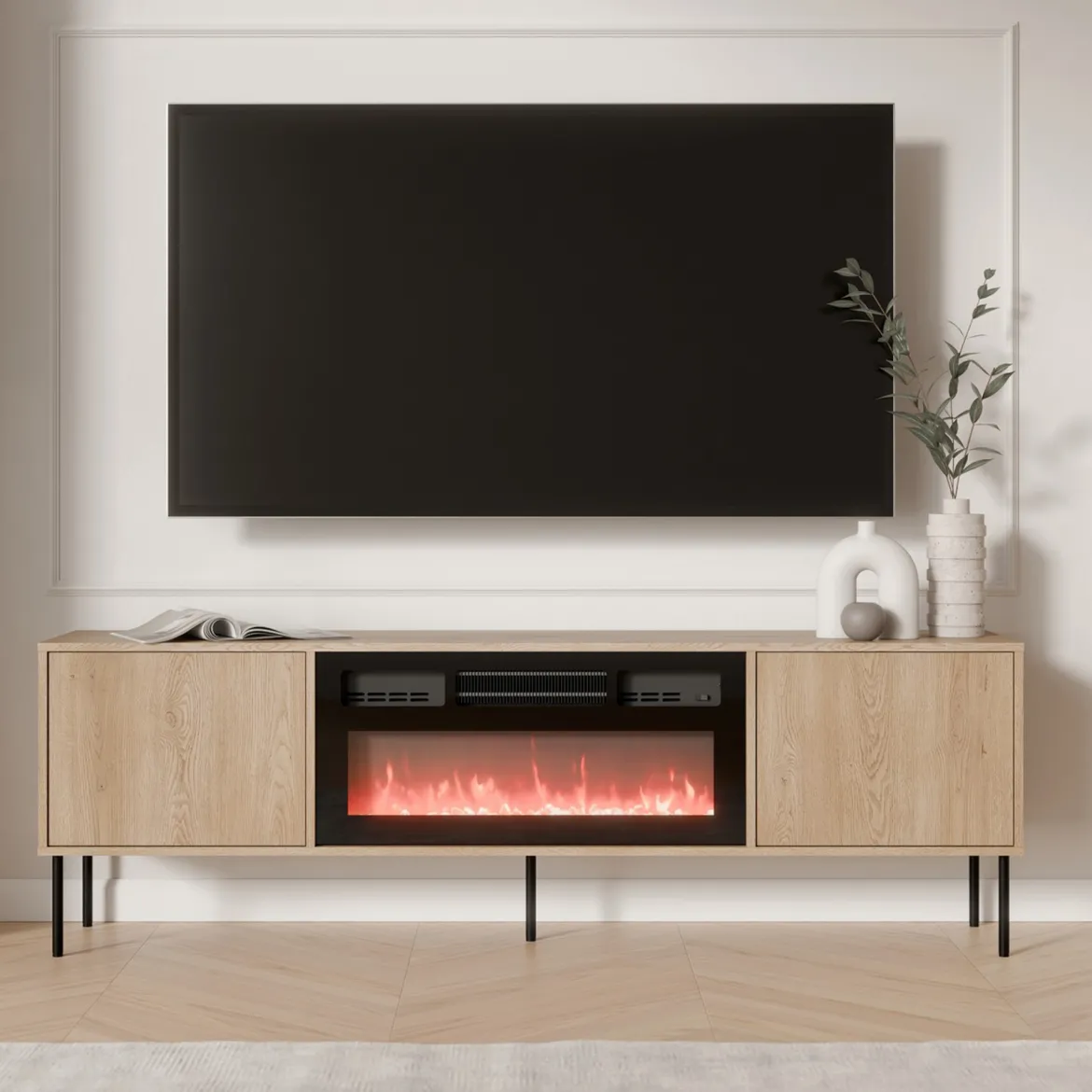 Mobile Porta tv Marrone un Ripiano 2 Ante 4180x40x60h cm, con Piedini in Metallo - Rainerio