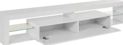 Mobile porta TV Meti, 200x40h35 cm, Bianco lucido