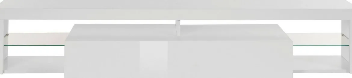 Mobile porta TV Meti, 200x40h35 cm, Bianco lucido
