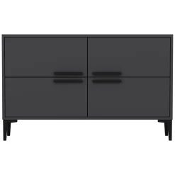 Mobile Porta tv Nero Antracite 2 Vani 2 Ante 160x25x40h cm, Apertura a Ribalta - Atestino