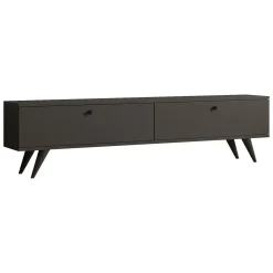 Mobile Porta tv Nero Antracite 2 Vani 2 Ante 160x25x40h cm, Apertura a Ribalta - Atestino