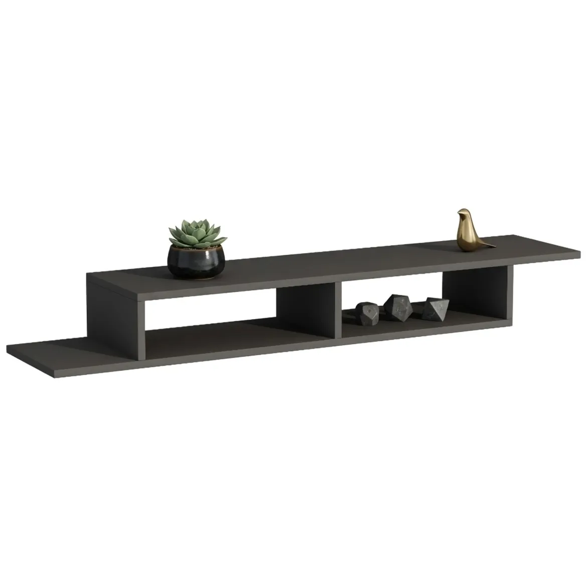 Mobile Porta tv Nero Antracite 3 Vani 3 Ante 160x32x35h cm, Apertura a Ribalta - Surrigone