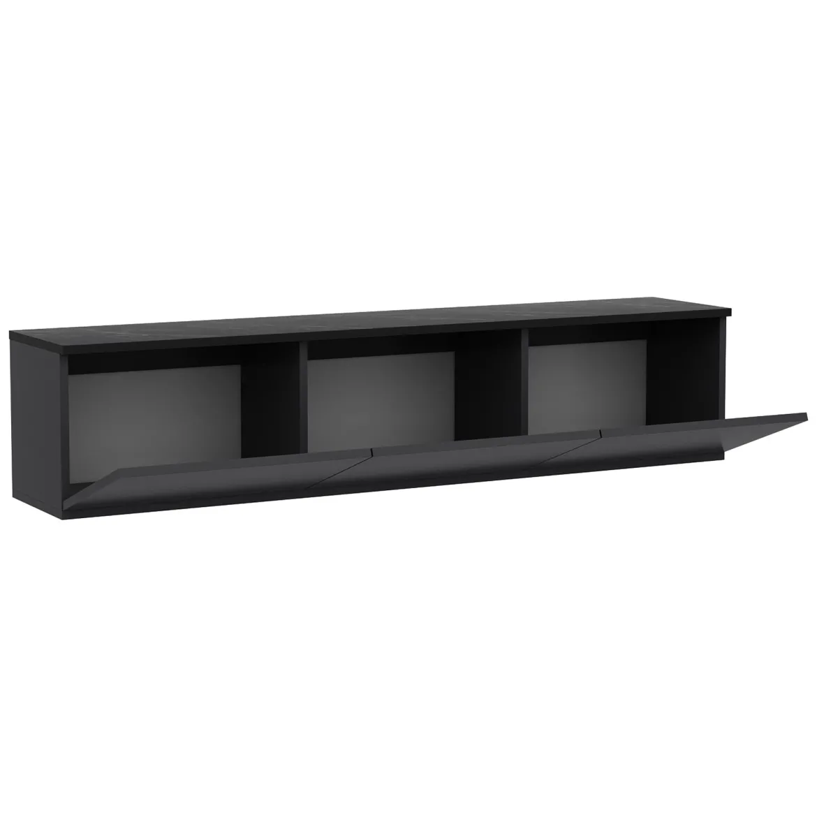 Mobile Porta tv Nero Antracite 3 Vani 3 Ante 160x32x35h cm, Apertura a Ribalta - Surrigone
