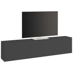 Mobile Porta tv Nero Antracite Argento Cassetti un Ripiano 180x30x47h cm, 2 Ante - Espero