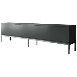 Mobile Porta tv Nero Antracite Argento Cassetti un Ripiano 180x30x47h cm, 2 Ante - Espero