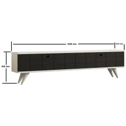 Mobile Porta tv Nero Antracite Bianco 2 Ante Apertura a Ribalta 160x25x35h cm, 2 Vani - Tresana