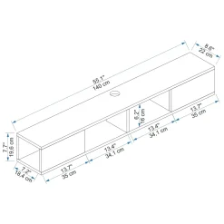 Mobile Porta tv Nero Antracite Marrone Noce Un'anta Apertura a Ribalta 120x25x37h cm, 2 Vani - Taurasi
