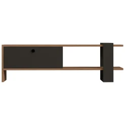 Mobile Porta tv Nero Antracite Marrone Noce Un'anta Apertura a Ribalta 120x25x37h cm, 2 Vani - Taurasi