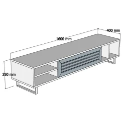 Mobile Porta tv Nero Antracite Marrone Noce un Ripiano Un'anta 160x40x35h cm, 5 Vani - Sovico