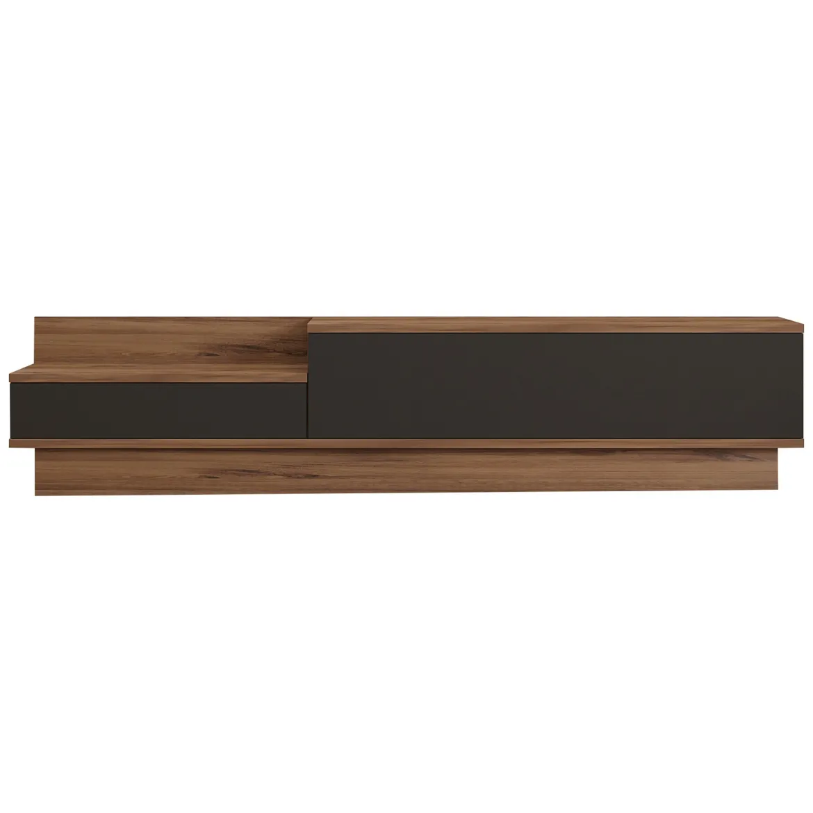 Mobile Porta tv Nero Antracite Marrone Rovere 2 Ripiani 2 Ante 150x35x47h cm, 5 Vani - Filetto
