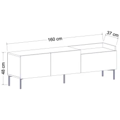Mobile Porta tv Nero Antracite Marrone Rovere 3 Ante Apertura a Ribalta 160x37x48h cm, 3 Vani - Postal