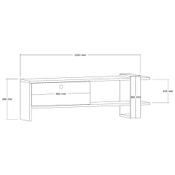 Mobile Porta tv Nero Antracite Marrone Rovere Un'anta Apertura a Ribalta 120x25x37h cm, 2 Vani - Taurasi