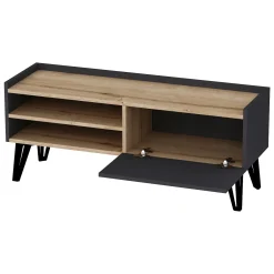 Mobile Porta tv Nero Antracite Marrone Rovere un Ripiano Un'anta 120x39x50h cm, 3 Vani - Molinara