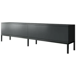 Mobile Porta tv Nero Antracite Nero Cassetti un Ripiano 180x30x47h cm, 2 Ante - Espero