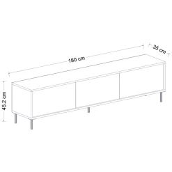Mobile Porta tv Nero Antracite oro Cassetti un Ripiano 180x30x47h cm, 2 Ante - Espero